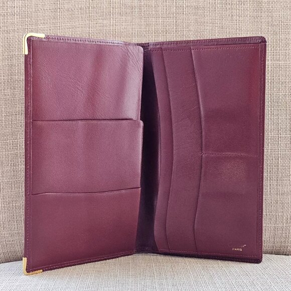 Cartier Paris Clutch Wallet Burgundy Red Leather Card Holder Purse Bag Authentic - Picture 5 of 12